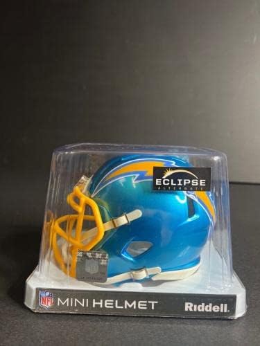 Zion Johnson - Los Angeles Chargers assinou mini capacete PSA AL45290 - Mini capacetes autografados da NFL