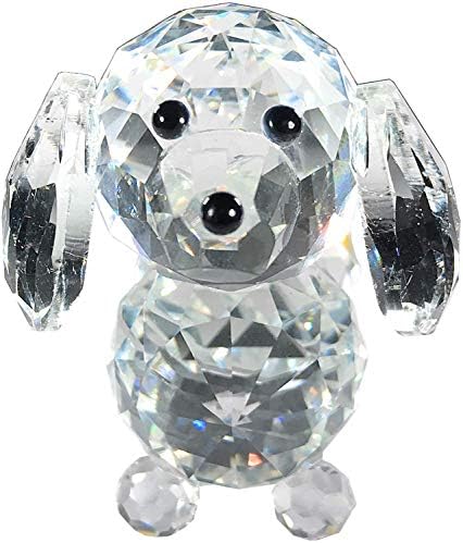 Cristal de cristal de cristal colecionável de vidro de cachorro, nariz preto