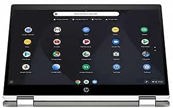 HP Chromebook X360 tela sensível ao toque de 14 polegadas de 14 polegadas 64GB EMMC Celeron N4020 White/ Mineral Silver,