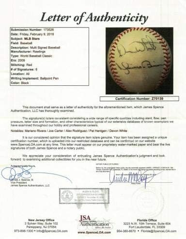 Mariano Rivera Alex Rodriguez Joe Carter Walkoff HR assinado 2009 WBC Baseball JSA - Bolalls autografados