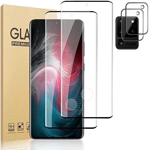 [2+2 pacote] Galaxy S20 Protetor de tela Ultra Glass e protetor de câmera, HD Clear 9H Resistente a arranhões de vidro temperado,