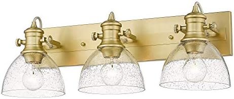 Iluminação dourada 3118-BA3 BCB-SD Hines Vanity Light, bronze de champanhe escovado com copo semeado