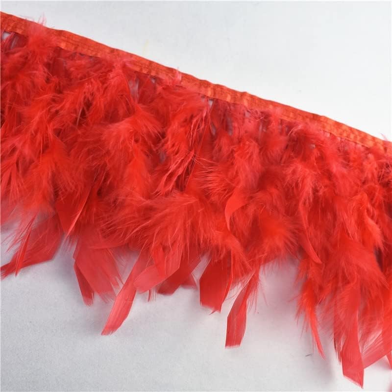 Ttndstore 10 metros de peru vermelho penas de fita Fringa de 4-6 polegadas Feathers de caia de peru aparar vestidos de saia Party-51395