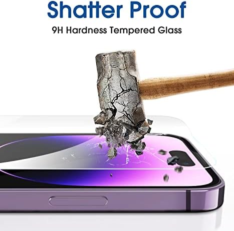 Protetor de tela de vidro OneTouch AMFILM Compatível para iPhone 14 Pro 6,1 polegadas 2022, instalação mais fácil, compatível com ilhas dinâmicas, livre de bolhas e amigável à cobertura, vidro temperado, 2 pacote