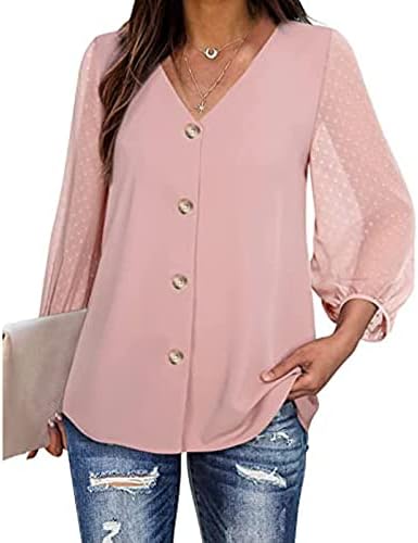 Camisa atlética de manga curta feminina roupas femininas de manga longa V Necso do escritório Lady Blouse Tops Bloups Chiffon