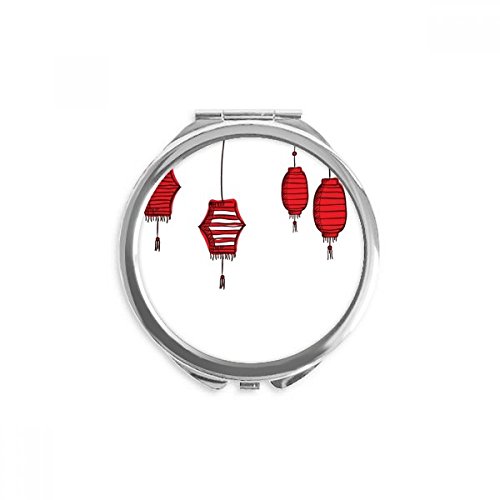Lanternas vermelhas Ano chinês de galo de galo espelho compacto espelho redondo portátil Pocket Glass