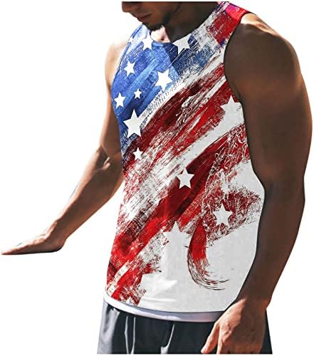 XXBR Mens 4 de julho Tops Tops USA American Flag Print Camisetas Independência Dia