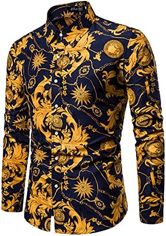 Camisas de botão para baixo de Dueig Men, Summer outono folhas havaianas estampadas florais colar de colarinho solto boho tops de camisa