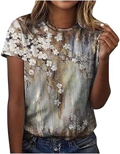 Meninas adolescentes blusas de manga curta Blouse floral blusa gráfica Camiseta Crew Brunch Brunch Summer Bloups