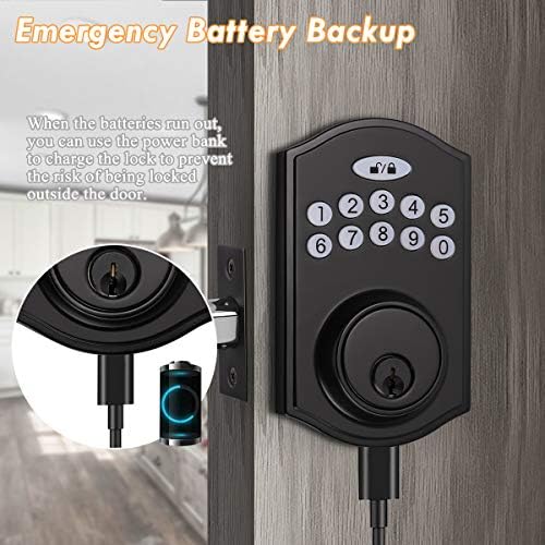 Probrico Electronic Keypad Deadbolt Porta Lock com acabamento em Camelot, entrada sem chave Smart