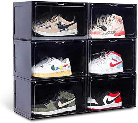 Omopin XL Drop Shoe Box, caixa de armazenamento de sapatos, vitrine de tênis, recipientes de sapatos, ajuste para nós tamanho 13