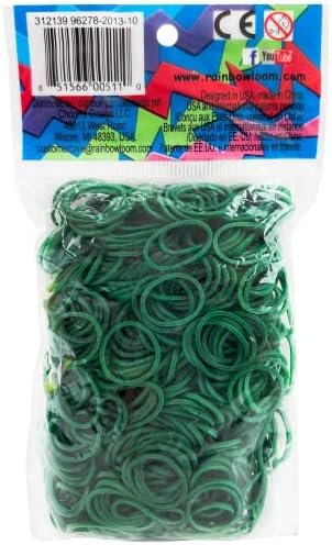 Rainbow Loom® Bandos de borracha verde escura com 24 clipes C