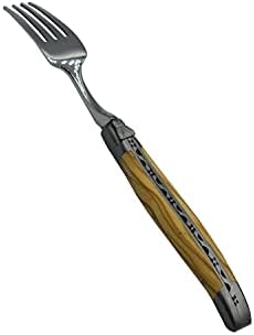 Laguiole en Aubrac Luxury Aço inoxidável Forks de 4 peças com madeira de azeitona, Rolstes foscos de aço inoxidável
