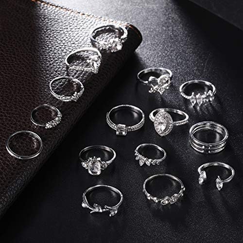 2023 Novo anel de ornamento de moda feminina de feminino de liga 15pcs anéis boêmios