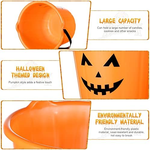 Cabilock 6pcs Halloween Pumpkin Bucket Flue ou Tratar vasos de doces Polas de Halloween Favory Basket com suprimentos
