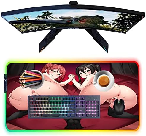 Mouse pads Anime Girl Sexy RGB LED LED GAMING GRANDE MOUSE PAD Gamer Computador Anti -deslizamento de borracha de borracha MAUSA