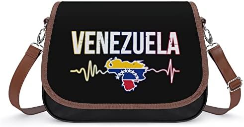 Venezuela Heart Beats de couro Bolsa de ombro médio Moda de moda casual Sacos de corpo com cinta