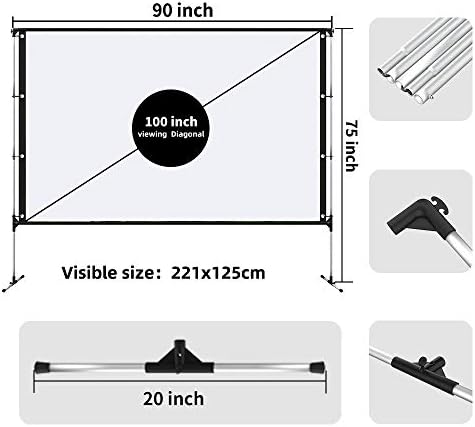 Chysp Projector Stand para a tela do projetor ao ar livre Frame 100 polegadas 16: 9 4K HD 3D dobra rápida Tela de projeção