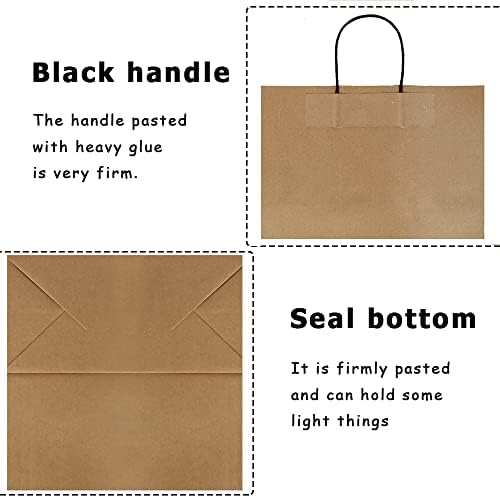 Sacos de papel marrom com alças de tamanho de tamanho misto, sacos de presente Kraft para negócios, sacolas de compras,