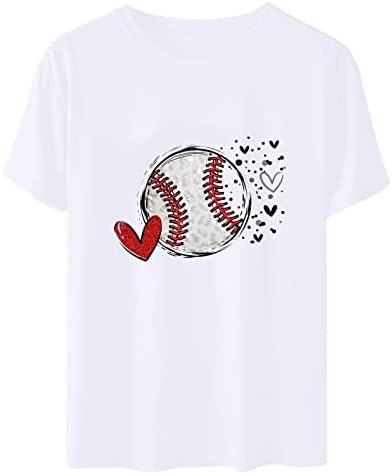 Camisas de beisebol feminino Mama Mamas curtas T-shirt Tops Summer Fashion Round pescoço lazer solto camisa túnica