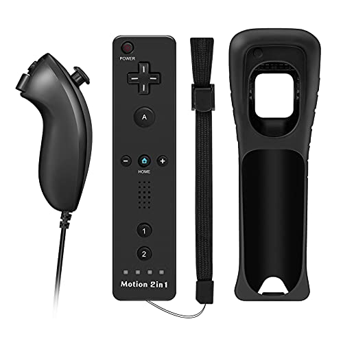 Wii Remote Controller com Nunchuck, Wii Remote com Motion Plus para Nintendo Wii e Wii U, controlador Wii sem fio com caixa de silicone e pulseira