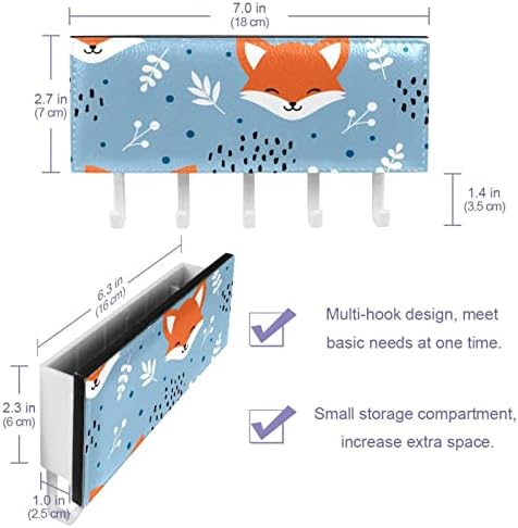 Organizador de rack de raposa de animais de desenho animado fofo com 5 ganchos, banheiro da parede da cozinha rack de prateleira