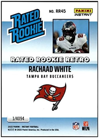 Rachaad White RC 2022 Panini Instant Rated Rookie Retro RR45 Buccaneers NM+ -MT+ NFL Football