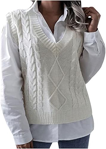 colete de suéter lcziwo para mulheres com suéteres sem mangas de pescoço de pescoço.