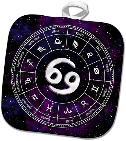 3drose Cancer signo zodíaco presente de astrologia elegante. Estrelas brancas, roxo. - Potholders