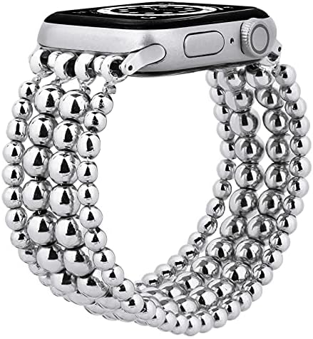 MOFREE BAND Compatível para Apple Watch 38mm 40mm 41mm 45mm 44mm 42mm Bracelete de contas Meninas, Moda Handmade Stretch Strap para Iwatch Series 7/Se/6/5/4/3/2/1