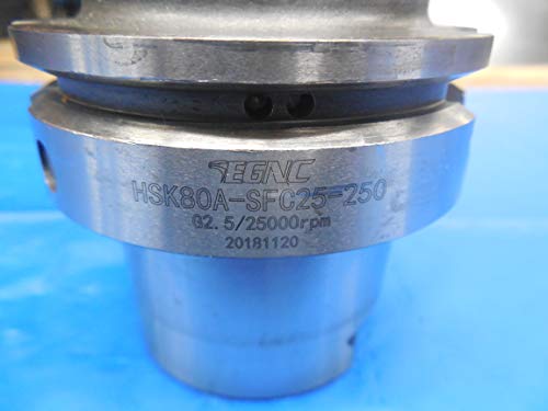 EGNC HSK80A 25 mm I.D. Tolutor de ferramentas de ajuste de encolhimento 9 7/8 Projeção HSK80A-SF025-250