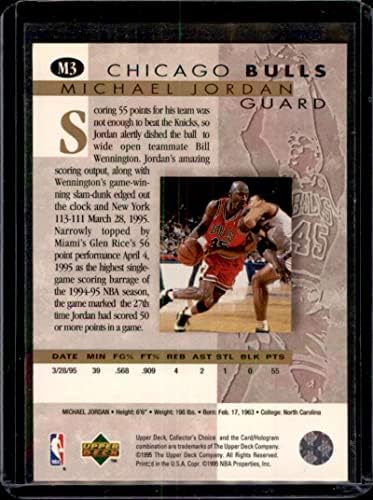 1995-96 Choice do colecionador Jordan Ele está de volta M3 Michael Jordan NM-MT Basquete de Bulls Chicago Basquete