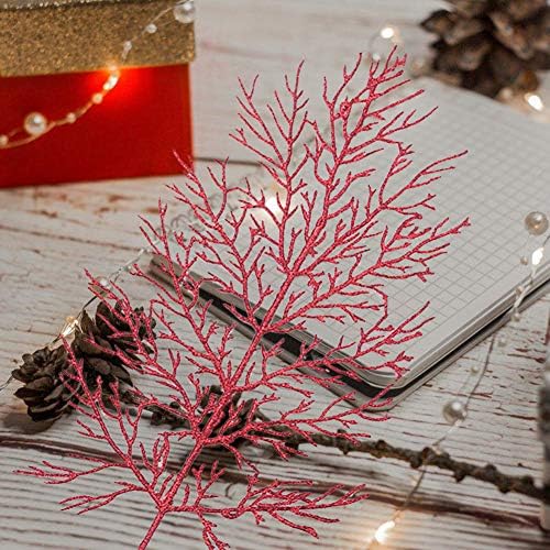 Trraple 10pcs folhas de glitter artificial, folhas de glitter de Natal folhas decorativas de árvore de Natal para férias para decorações