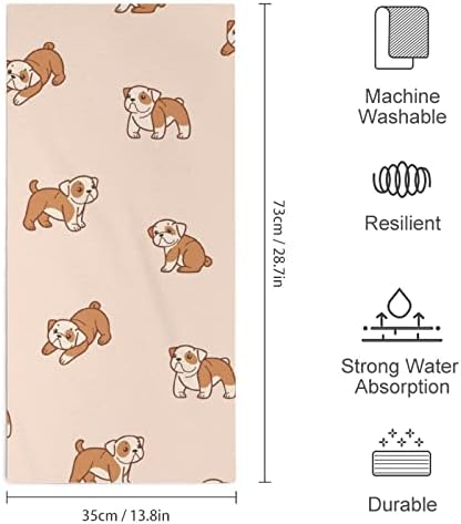 Cartoon Feliz Bulldog Hand Toalhes Face e pano de lavagem corporal pano macio com fofos impressos para o banheiro Hotel de cozinha do banheiro