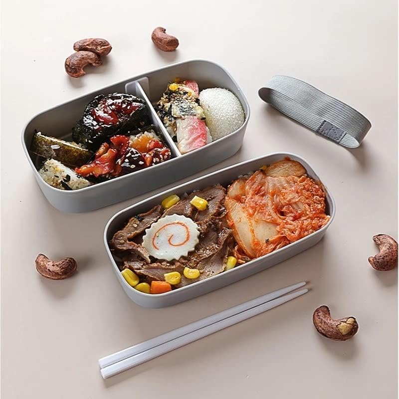 Lhllhl plástico-camada dupla Bento Caixa Bento Seleado Combate à prova de alimentos Recipiente de armazenamento de alimentos Picnique