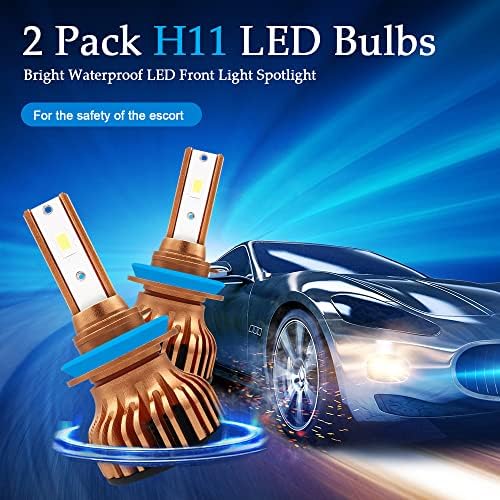 2 pacote h11 lâmpadas LED, holofote de luz de luz frontal à prova d'água brilhante, muito perto de troca de luz 9600lm 6000k