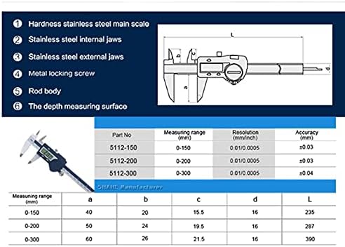 Aço inoxidável endurecido WSSBK 0-150mm ， 0-200mm ， 0-300mm PALIPER DIGITAL PALIERRA PALIERS VERNIER Micrômetro
