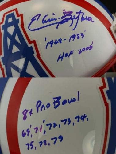 Elvin Bethea assinou o Houston Oilers Riddell f/s capacete 3 Insc PSA/DNA autografado - Capacetes NFL autografados