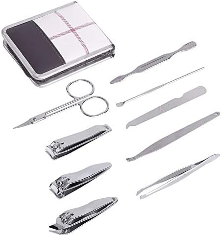 Kappde 9pcs tamanho portátil Viagem kit de clipper de unhas de aço inoxidável Cuidado com unhas de aço