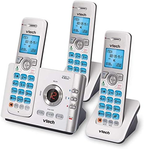 Telefone sem fio vTech com 3 aparelhos e sistema de atendimento, identificação de chamadas, ligue para esperar e conectar -se à célula