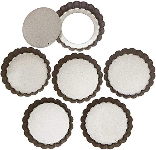 Webake de 4 polegadas mini-tortinho conjunto de 6, frigideiras de quiche de moldes pequenos antiaderentes com mini latas