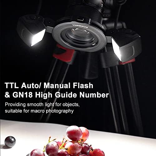 Yongnuo-1 yn24ex Macro de cabeça dupla Flash Câmera Speedlite GN18 TTL AUTO/MANUAL FLASH 5600K 3S Tempo de reciclagem com anéis