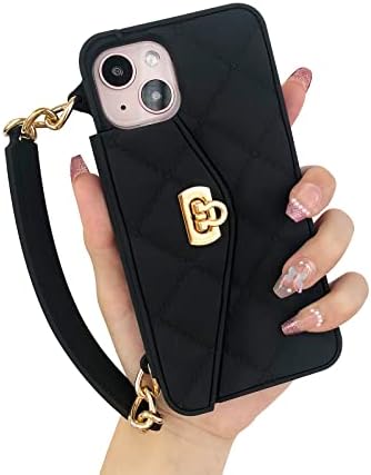 Jicekry Compatível com o iPhone 14 Pro Crossbody Wallet Case With Strap Card Titular Lanyard Pescoço pulseira para meninas geminadas