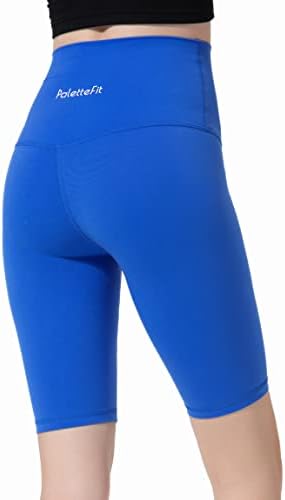 PaletteFit Biker Shorts para mulheres, shorts de treino macio de cintura alta e amanteigada, shorts atléticos femininos para ioga, corrida, academia