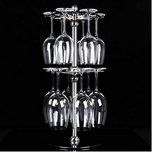 XJJZS Rack de vidro de vinho - Sob armário Stemware Wine Glass Porte de copos de copos de armazenamento 2 organizador de metal de embalagem para cozinha de barra preta