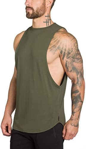 Tanque de treino do pescoço redondo masculino Tampa de tampa leve sem mangas camisa muscular