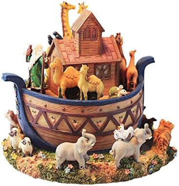 Caixa de música rotativa de resina Arca do Animal Noah, CHANONG MUSIC RESIN MUSIC Box Decoração do aniversário do dia dos namorados