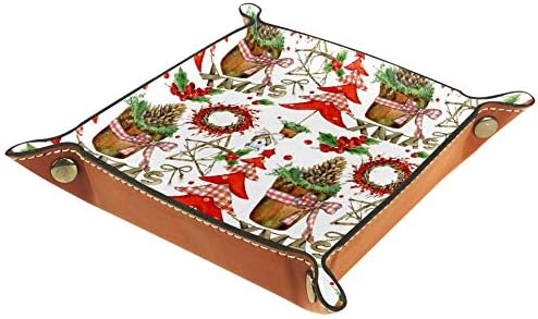 Lyetny Watercolor Christmas Winter Holiday Decorativa Element Organizer Bandejas de armazenamento Caixa de cabeceira Caddy