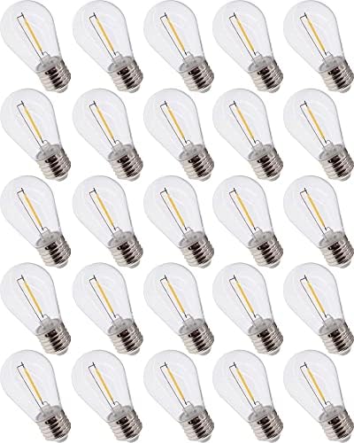 Lâmpadas de corda externa de 25 pacote, lâmpadas LED de substituição à prova d'água à prova d'água, 1 watt equivalente a 11 watts Edison