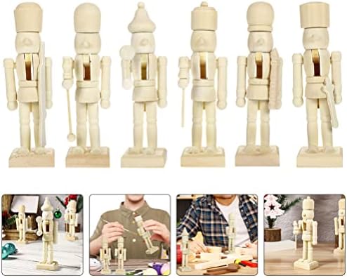 AMOSFUN NUTCRACKER FIGURAS DE NATAGEM FIGURAS DE NATA NATAGEM NATRACKER 12pcs Natal inacabado no noz -rache de madeira Decoração